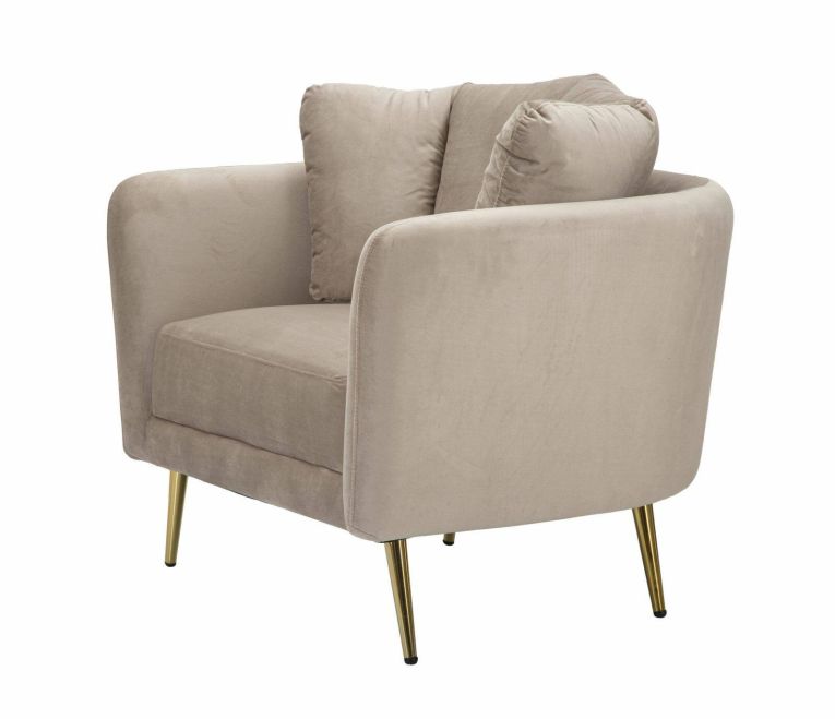 Poltrona Biassono, Seduta imbottita, Divano singolo da salotto, Sedia con braccioli, 88x77 h74 cm, Grigio e Oro