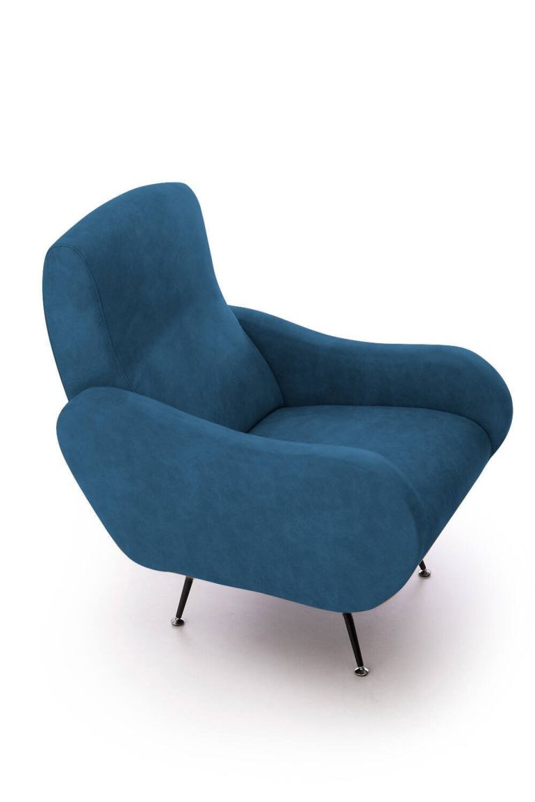 Poltrona blu Braccioli Peso Supportato 90 kg 70x100x98h cm, Materiale Struttura in Legno Made in Italy - Lasnigo