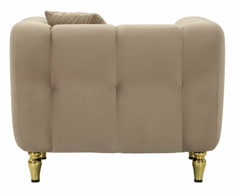 Poltrona Branco, Seduta imbottita, Divano singolo da salotto, Sedia con braccioli, 81x97 h71 cm, Grigio e Oro