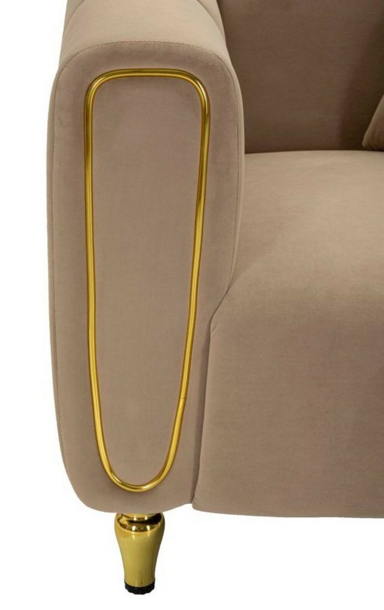 Poltrona Branco, Seduta imbottita, Divano singolo da salotto, Sedia con braccioli, 81x97 h71 cm, Grigio e Oro