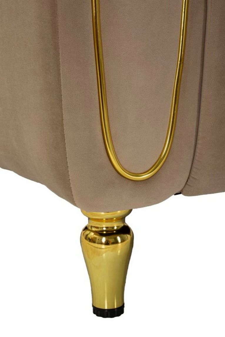 Poltrona Branco, Seduta imbottita, Divano singolo da salotto, Sedia con braccioli, 81x97 h71 cm, Grigio e Oro