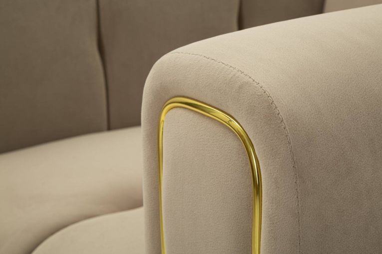 Poltrona Branco, Seduta imbottita, Divano singolo da salotto, Sedia con braccioli, 81x97 h71 cm, Grigio e Oro