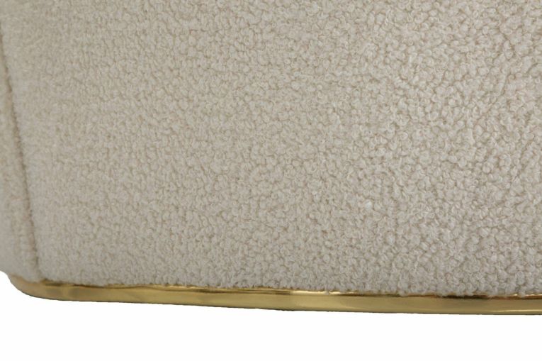 Poltrona cilindrica in tessuto con braccioli crema e oro - Pratesi