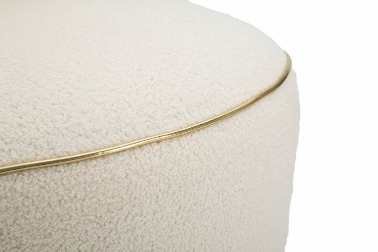 Poltrona cilindrica in tessuto con braccioli crema e oro - Pratesi