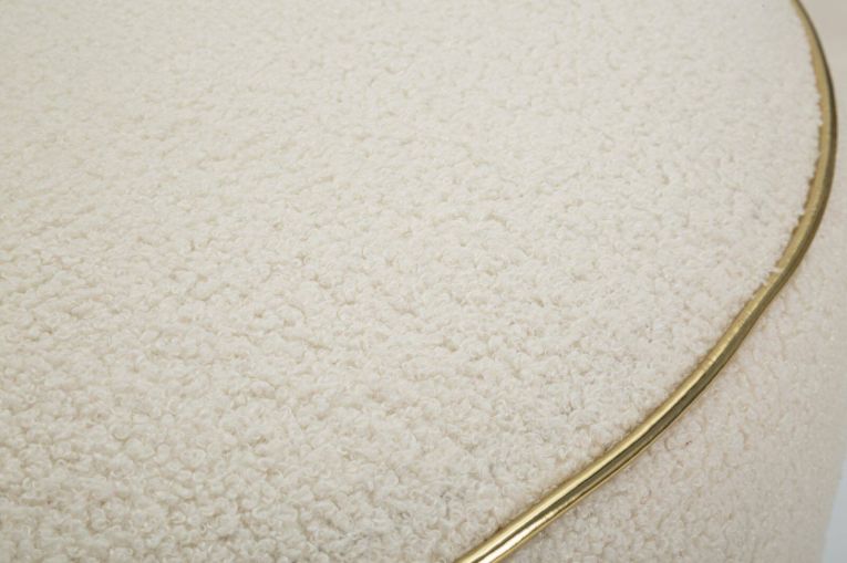 Poltrona cilindrica in tessuto con braccioli crema e oro - Pratesi