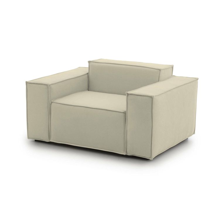 Poltrona Cristiana, Poltrona da salotto, 100% Made in Italy, Poltroncina relax in tessuto imbottito, Cm 160x95h70, Beige