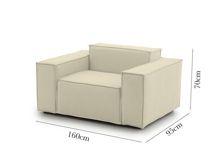 Poltrona Cristiana, Poltrona da salotto, 100% Made in Italy, Poltroncina relax in tessuto imbottito, Cm 160x95h70, Beige