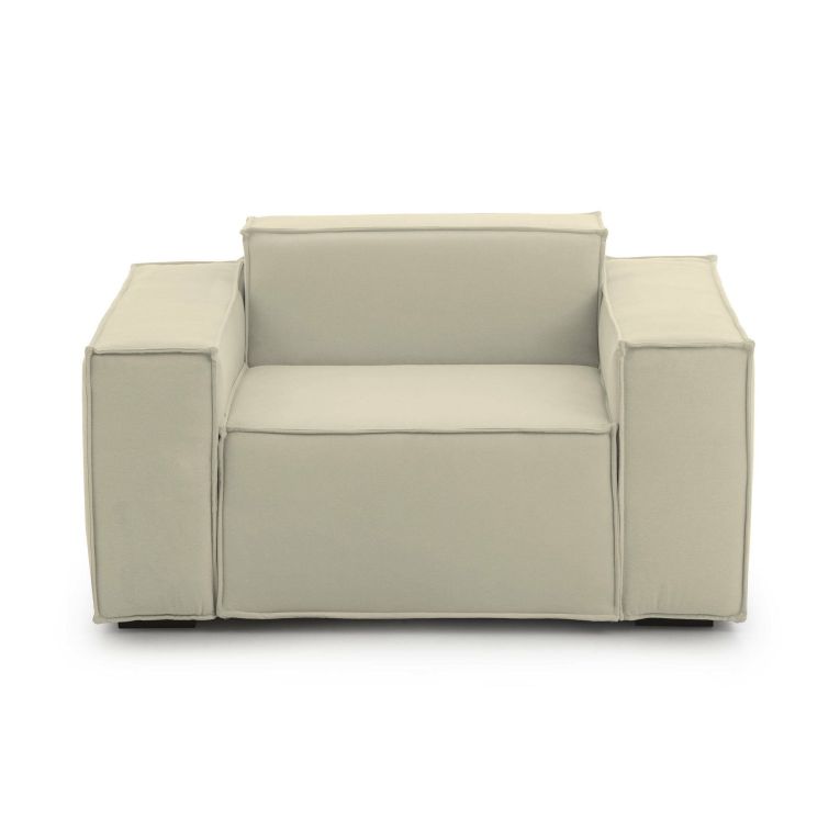 Poltrona Cristiana, Poltrona da salotto, 100% Made in Italy, Poltroncina relax in tessuto imbottito, Cm 160x95h70, Beige