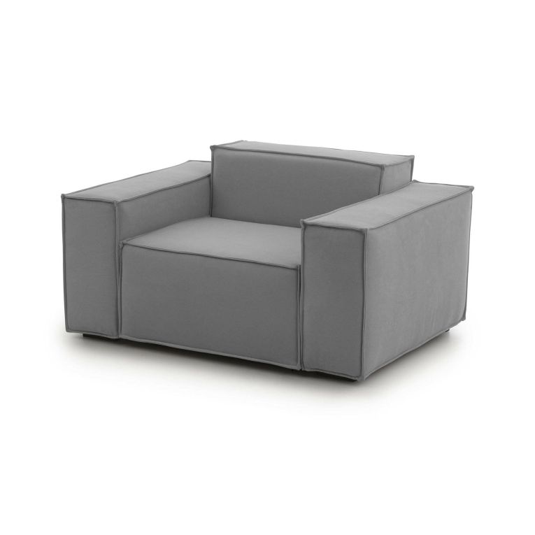 Poltrona Cristiana, Poltrona da salotto, 100% Made in Italy, Poltroncina relax in tessuto imbottito, Cm 160x95h70, Grigio