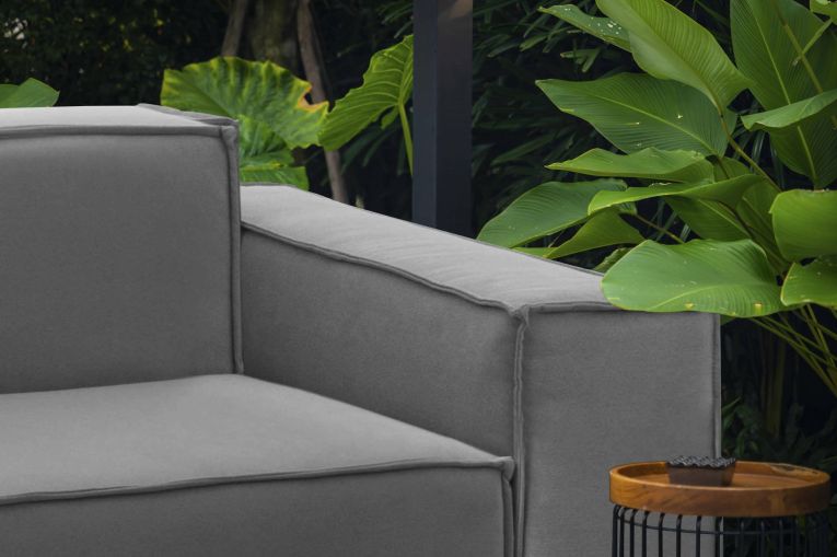 Poltrona Cristiana, Poltrona da salotto, 100% Made in Italy, Poltroncina relax in tessuto imbottito, Cm 160x95h70, Grigio