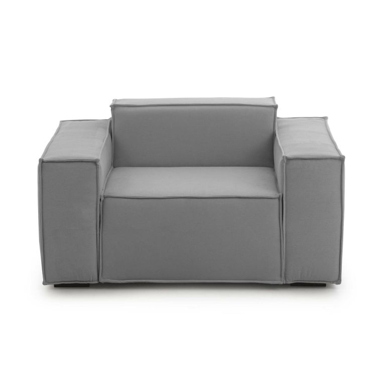 Poltrona Cristiana, Poltrona da salotto, 100% Made in Italy, Poltroncina relax in tessuto imbottito, Cm 160x95h70, Grigio