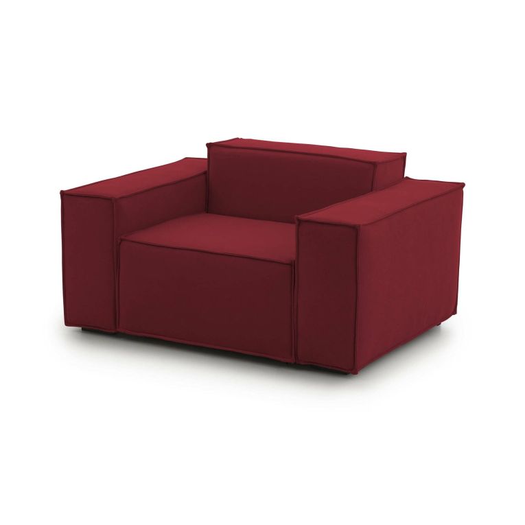 Poltrona Cristiana, Poltrona da salotto, 100% Made in Italy, Poltroncina relax in tessuto imbottito, Cm 160x95h70, Rosso