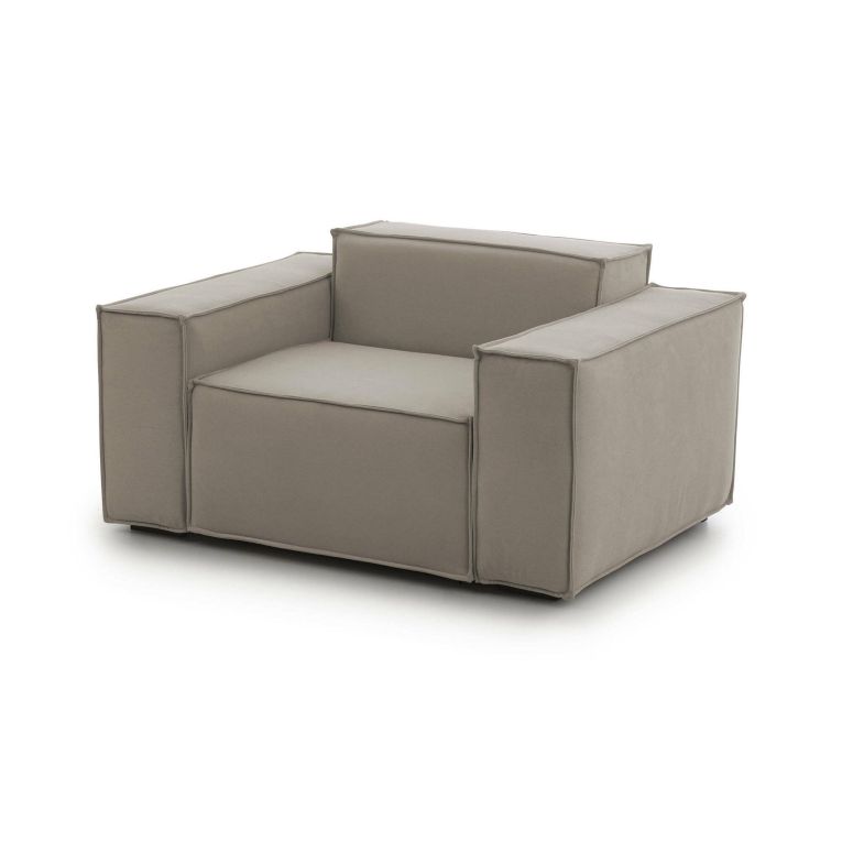 Poltrona Cristiana, Poltrona da salotto, 100% Made in Italy, Poltroncina relax in tessuto imbottito, Cm 160x95h70, Tortora
