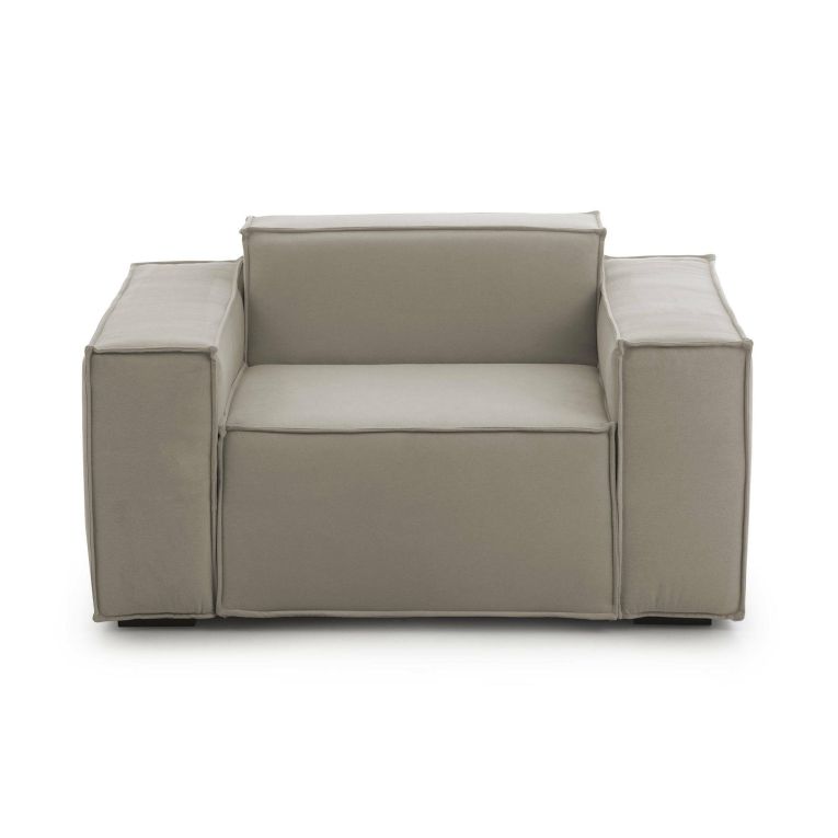 Poltrona Cristiana, Poltrona da salotto, 100% Made in Italy, Poltroncina relax in tessuto imbottito, Cm 160x95h70, Tortora