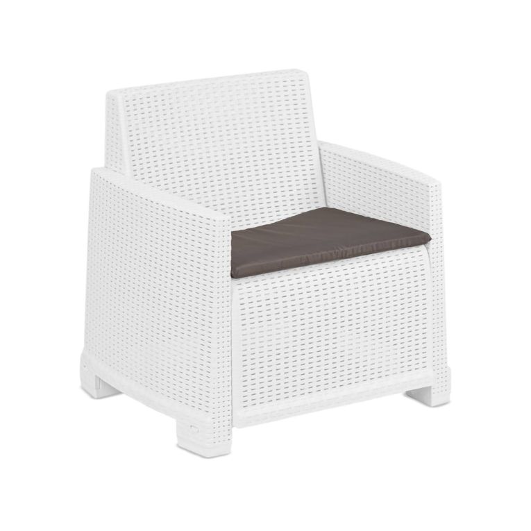 Poltrona da Esterno Bianco Braccioli 72x66 cm, Cuscini Inclusi - Gaby