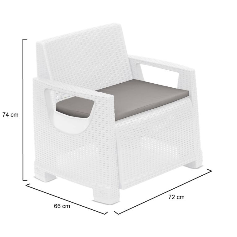 Poltrona da Esterno Bianco Braccioli 72x66 cm, Cuscini Inclusi - Rho