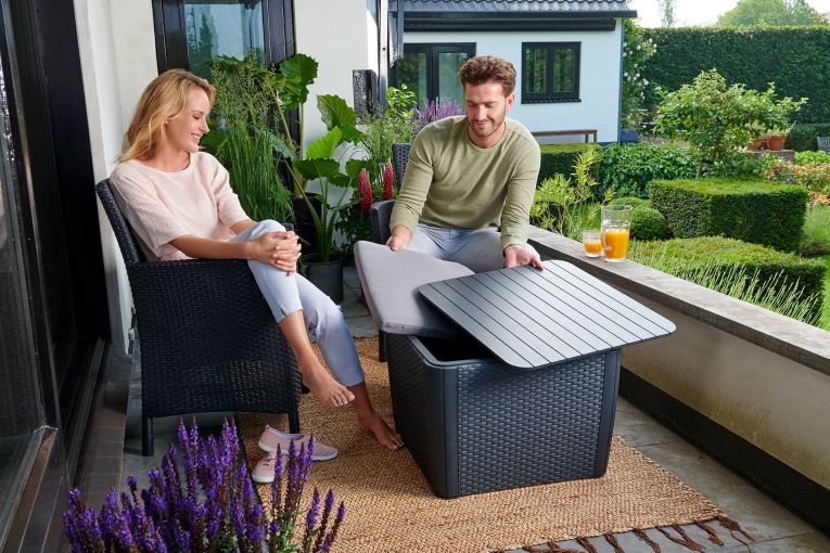 Poltrona da esterno Casina, Poltroncina da giardino, Seduta outdoor, Poltrona per esterni, 62x60 h89 cm, Antracite