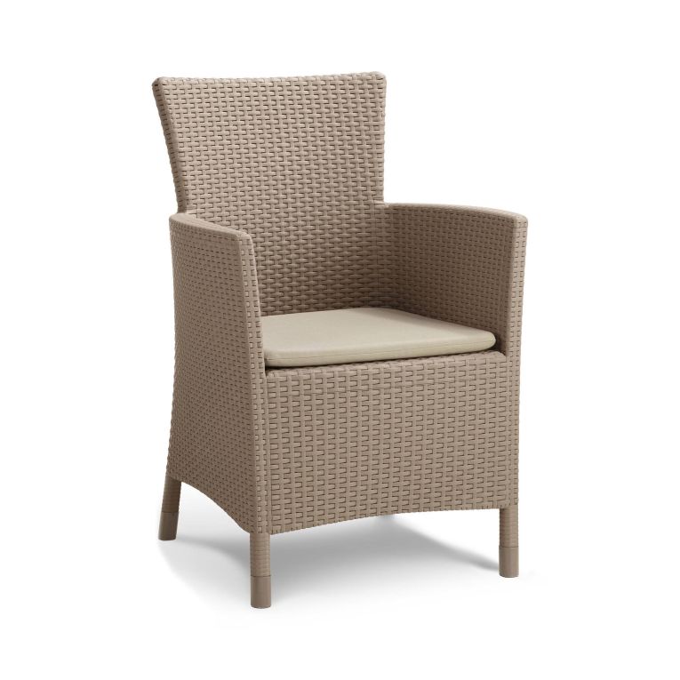 Poltrona da esterno Casina, Poltroncina da giardino, Seduta outdoor, Poltrona per esterni, 62x60 h89 cm, Tortora