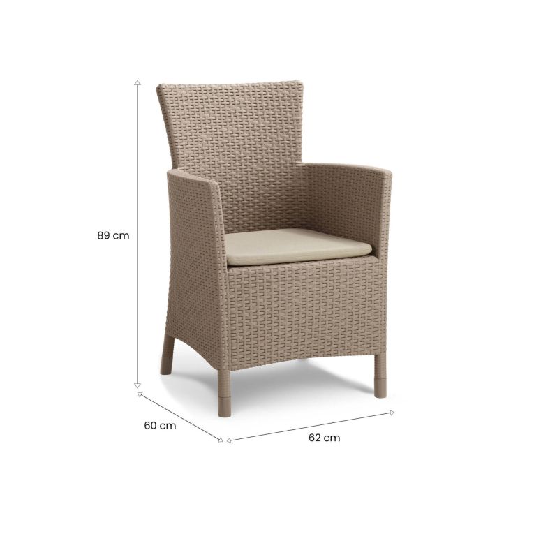 Poltrona da esterno Casina, Poltroncina da giardino, Seduta outdoor, Poltrona per esterni, 62x60 h89 cm, Tortora