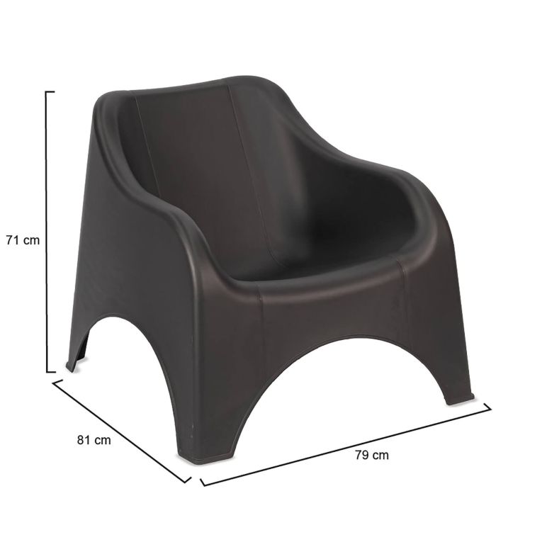 Poltrona da Esterno Nero Antracite una Sedia 79x81 cm, Braccioli - Agri