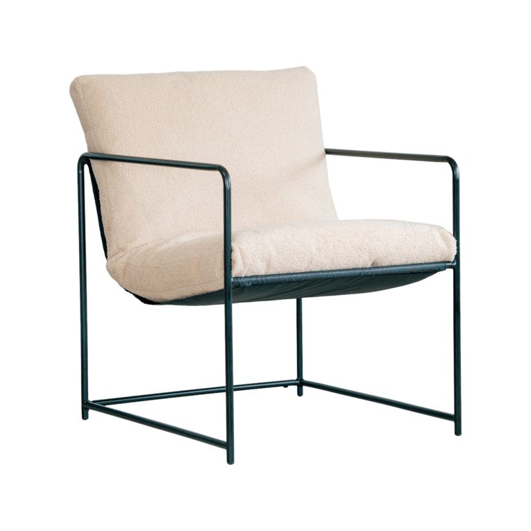 Poltrona design in metallo e tessuto beige - Appare