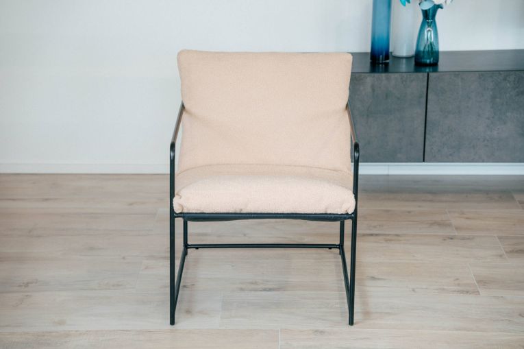 Poltrona design in metallo e tessuto beige - Appare