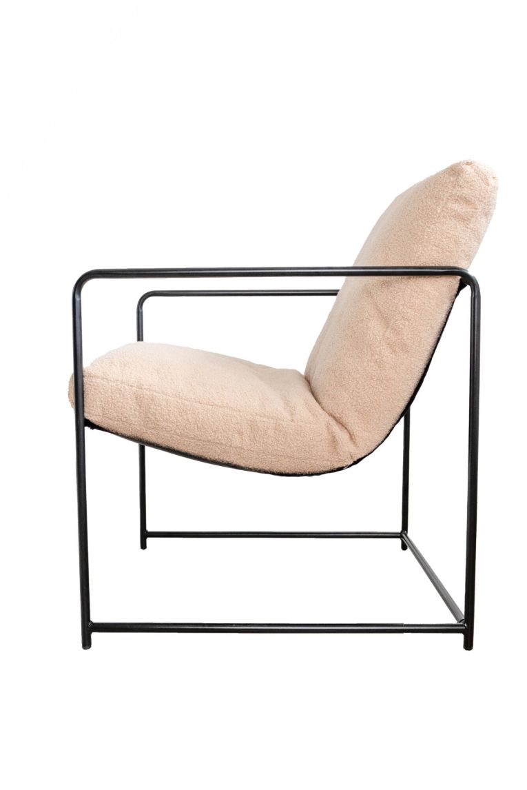 Poltrona design in metallo e tessuto beige - Appare