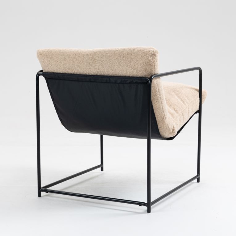 Poltrona design in metallo e tessuto beige - Appare