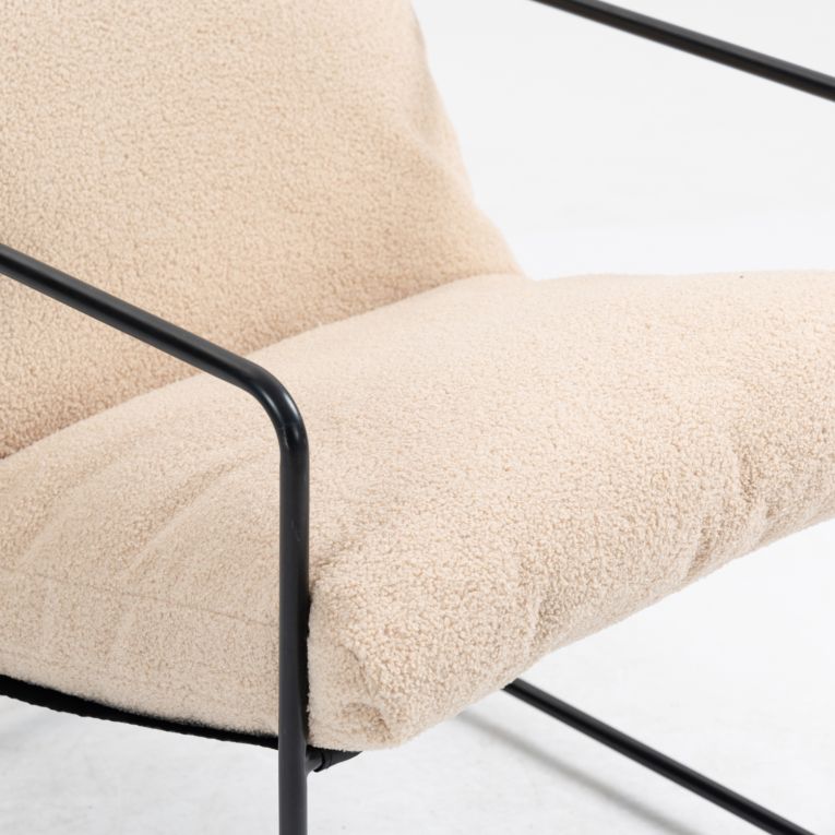 Poltrona design in metallo e tessuto beige - Appare