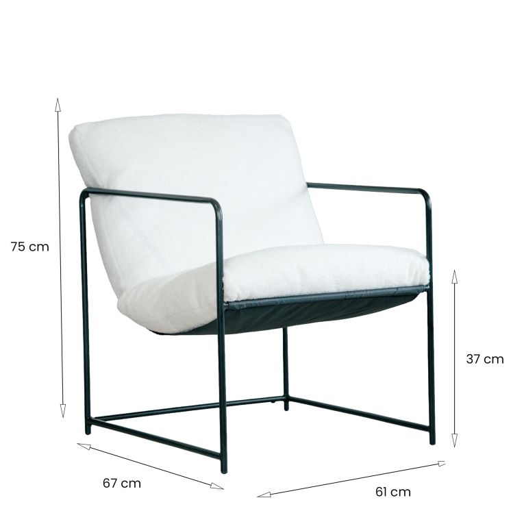 Poltrona design in metallo e tessuto bianco - Appare