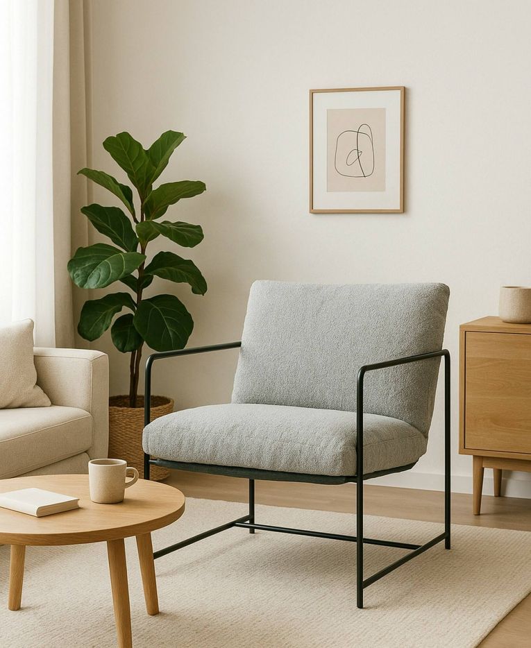 Poltrona design in metallo e tessuto grigio - Appare