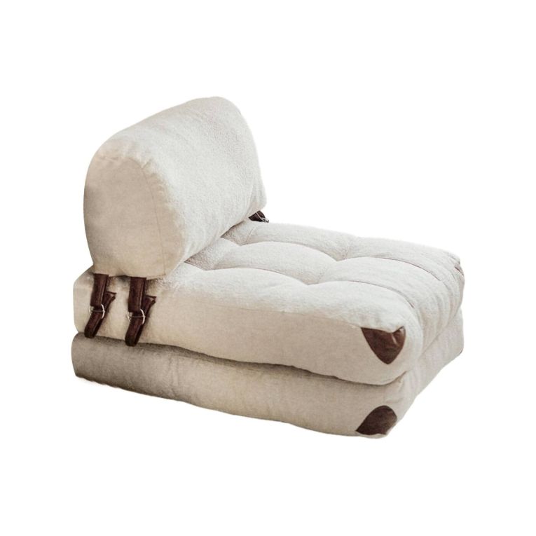 Poltrona Dysnomia, Seduta imbottita, Divano singolo da salotto, Sedia con braccioli, 80x60 h70 cm, Crema