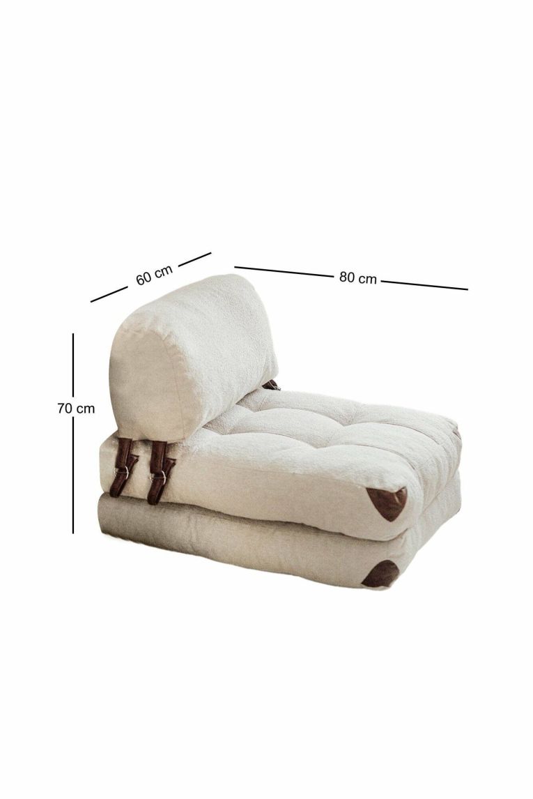Poltrona Dysnomia, Seduta imbottita, Divano singolo da salotto, Sedia con braccioli, 80x60 h70 cm, Crema