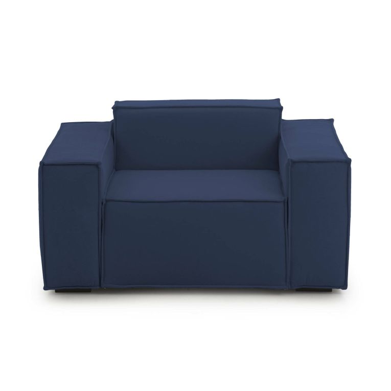 Poltrona Emanuela, Poltrona da salotto, 100% Made in Italy, Poltroncina relax in tessuto imbottito, Cm 140x95h70, Blu