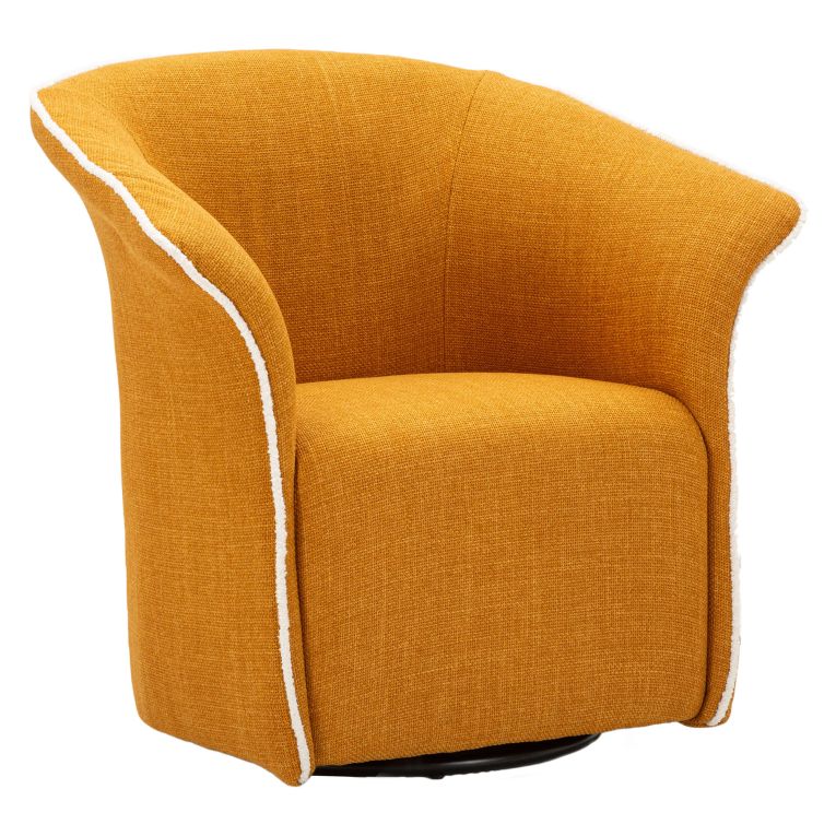 Poltrona Giallo Senape Nero Base Girevole Braccioli 84x66x80h cm, Materiale Struttura in Metallo - Toamas