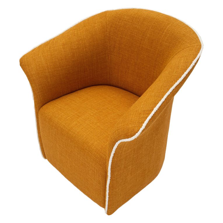 Poltrona Giallo Senape Nero Base Girevole Braccioli 84x66x80h cm, Materiale Struttura in Metallo - Toamas