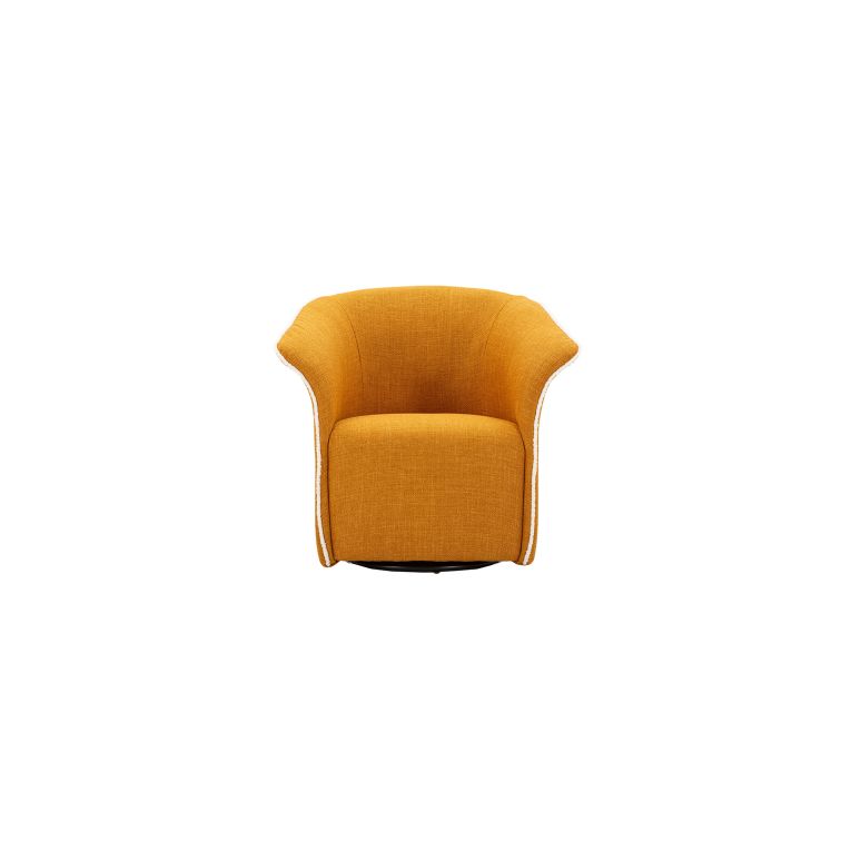 Poltrona Giallo Senape Nero Base Girevole Braccioli 84x66x80h cm, Materiale Struttura in Metallo - Toamas