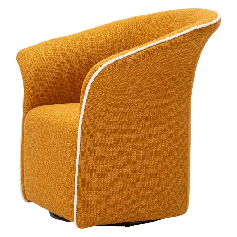 Poltrona Giallo Senape Nero Base Girevole Braccioli 84x66x80h cm, Materiale Struttura in Metallo - Toamas