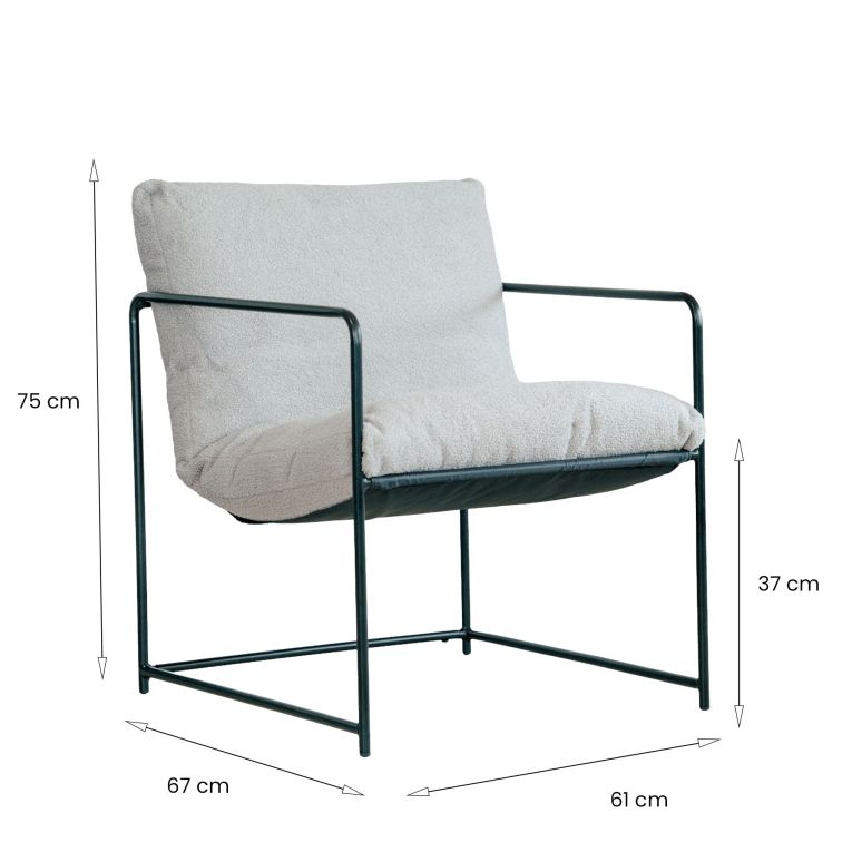 Poltrona Grigio Braccioli Peso Supportato 120 kg 61x67x75h cm, Materiale Struttura in Metallo - Appare