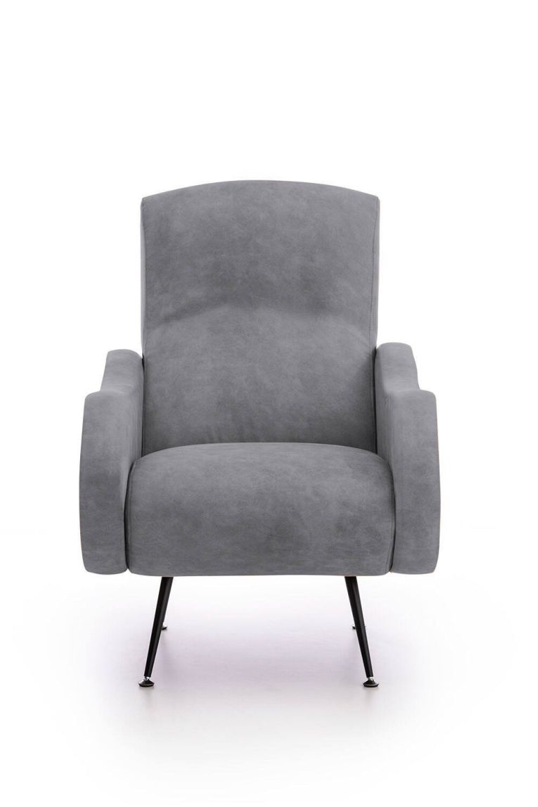 Poltrona Grigio Braccioli Peso Supportato 90 kg 70x100x98h cm, Materiale Struttura in Legno Made in Italy - Lasnigo