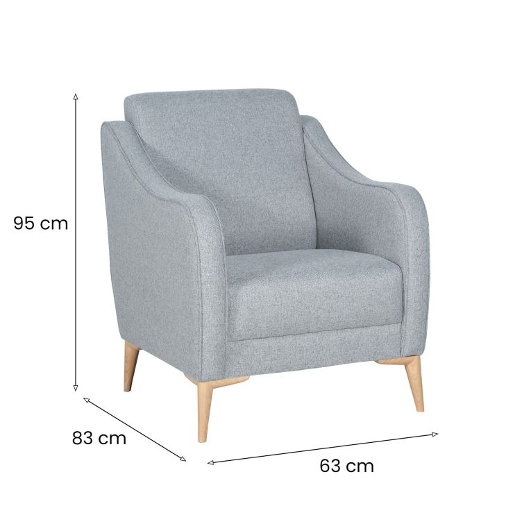 Poltrona Grigio Chiaro Marrone Rovere Braccioli, Peso Supportato 80 kg - Propata