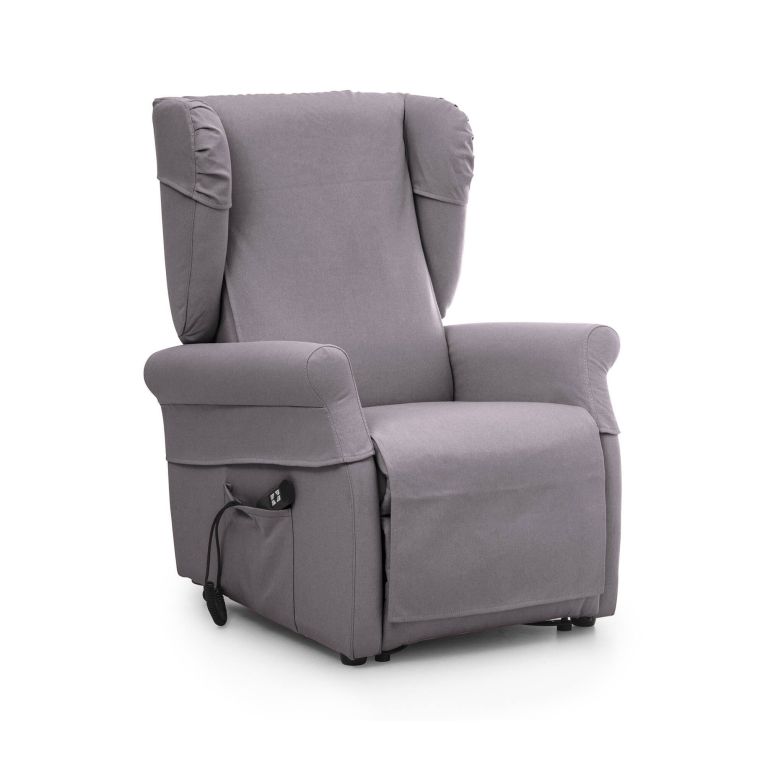 Poltrona Grigio Chiaro Sfoderabile Reclinabile 75x84x107h cm, Braccioli Made in Italy - Treia