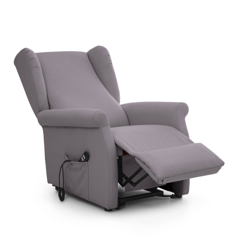 Poltrona Grigio Chiaro Sfoderabile Reclinabile 75x84x107h cm, Braccioli Made in Italy - Treia