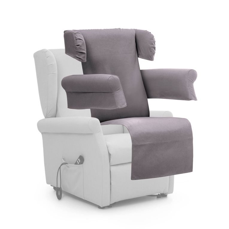 Poltrona Grigio Chiaro Sfoderabile Reclinabile 75x84x107h cm, Braccioli Made in Italy - Treia