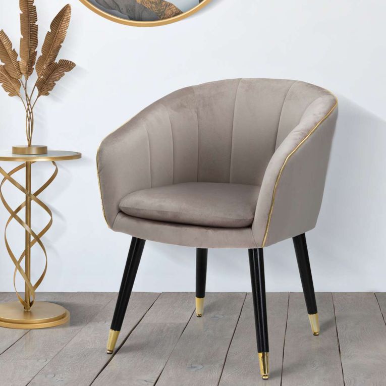 Poltrona Grigio oro Braccioli Materiale Struttura in Tessuto 62x58x78h cm, Colore Struttura oro - Cachi