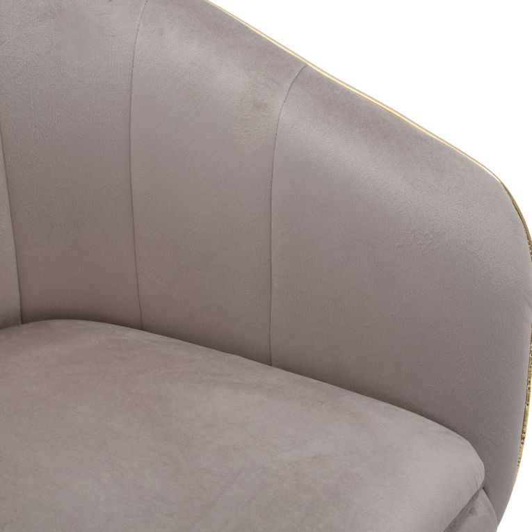 Poltrona Grigio oro Braccioli Materiale Struttura in Tessuto 62x58x78h cm, Colore Struttura oro - Cachi