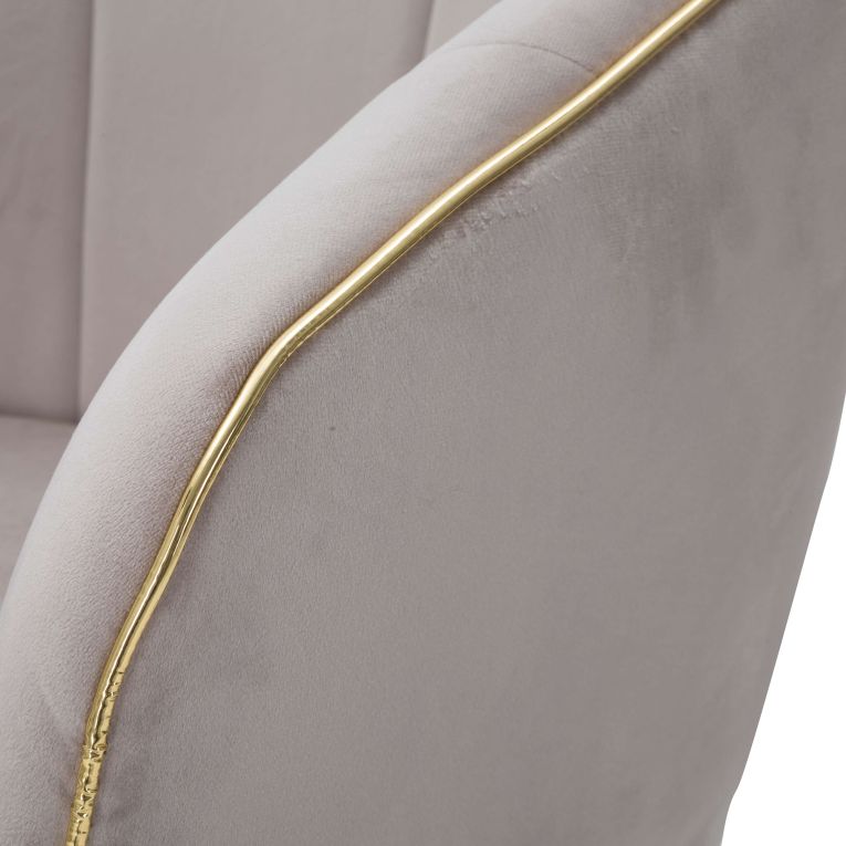 Poltrona Grigio oro Braccioli Materiale Struttura in Tessuto 62x58x78h cm, Colore Struttura oro - Cachi