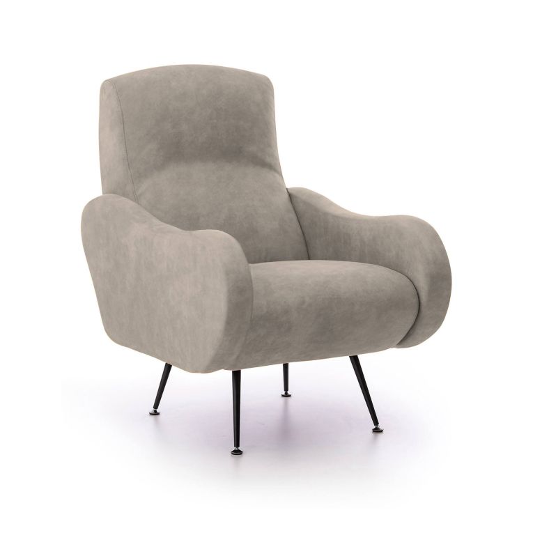 Poltrona Grigio Tortora Braccioli Peso Supportato 90 kg 70x100x98h cm, Materiale Struttura in Legno Made in Italy - Lasnigo