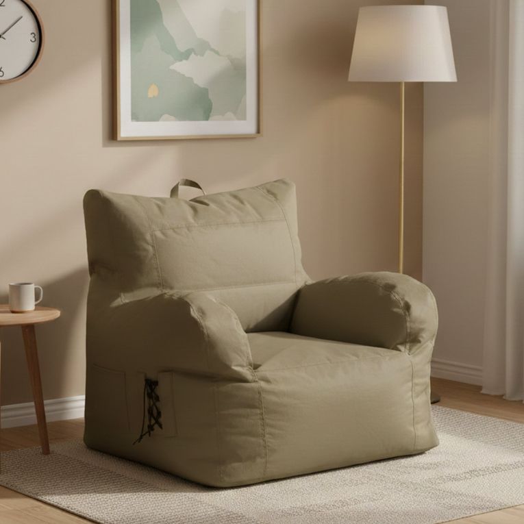Poltrona in poliestere con braccioli beige - Ossidiana