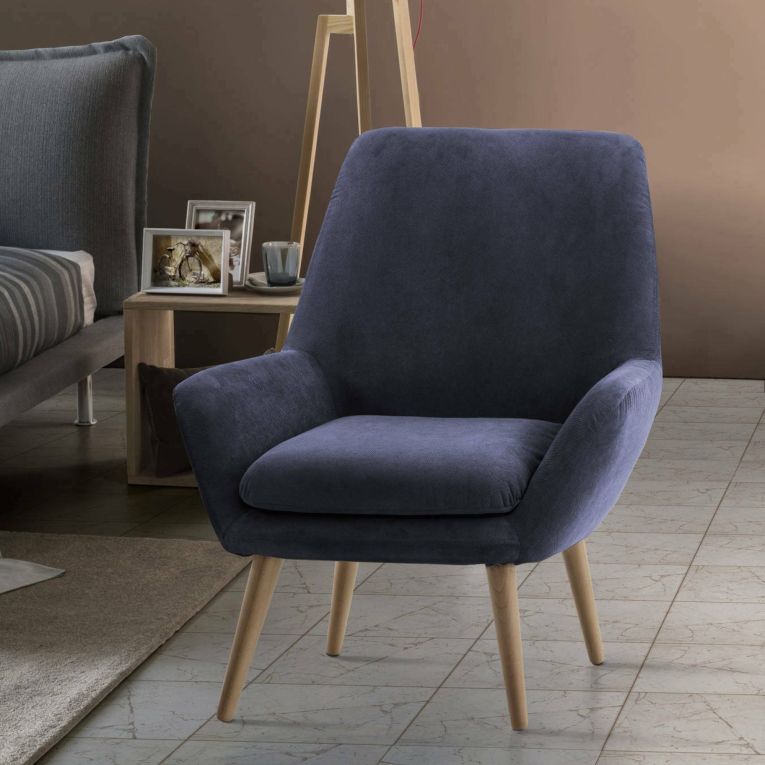 Poltrona in poliestere con braccioli blu - Anido